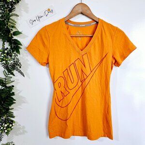 Nike Womens Dri-Fit "Run" Orange T-Shirt Size S Cotton ~SS139.4